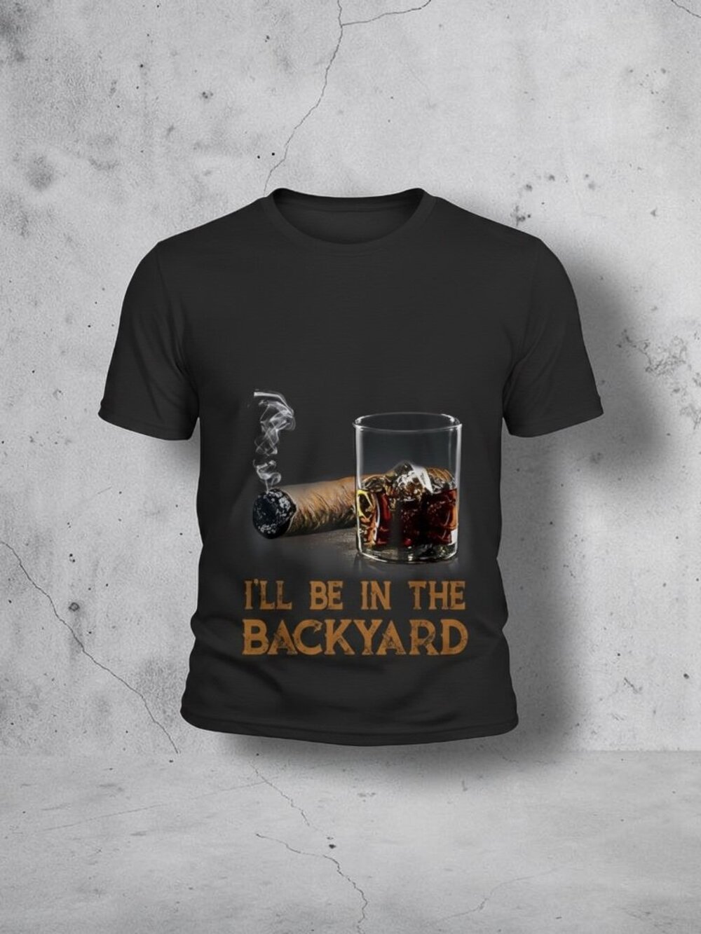 Men's Graphic T-shirt - "I'll Be in the Backyard" - Black - Size XL